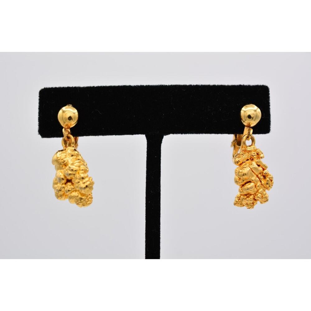Gold Nugget Drop Earrings - Gold